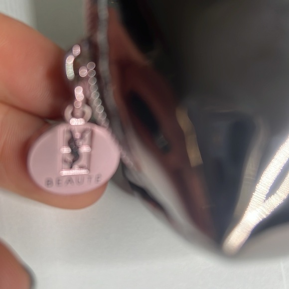 YSL Yves Saint Laurent Makeup Zip Around Pouch Clutch Rosegold Pewter Metallic - Picture 3 of 7